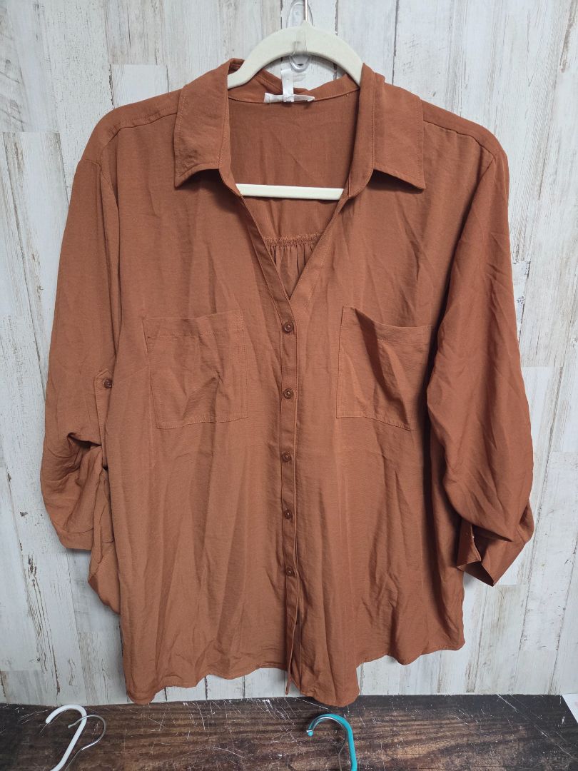 RUST MAURICES BUTTON UP BLOUSE, LADIES XL