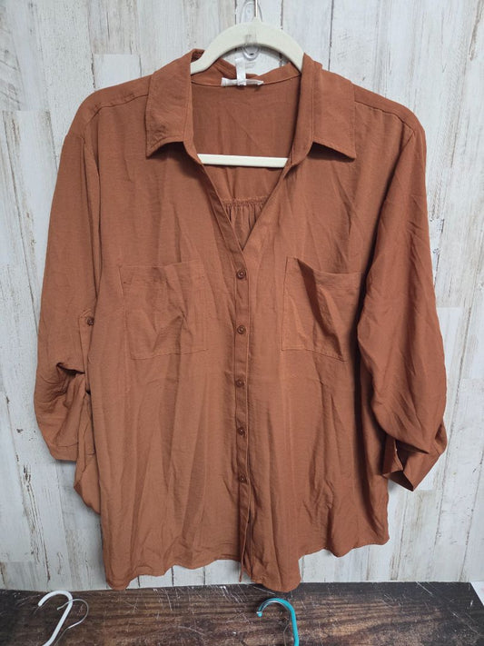 RUST MAURICES BUTTON UP BLOUSE, LADIES XL
