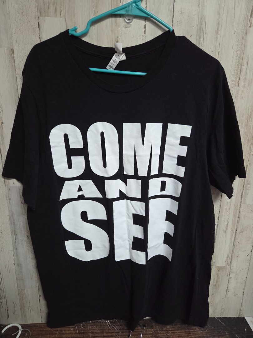 BLACK BELLA CANVAS COME & SEE TEE, LADIES XL
