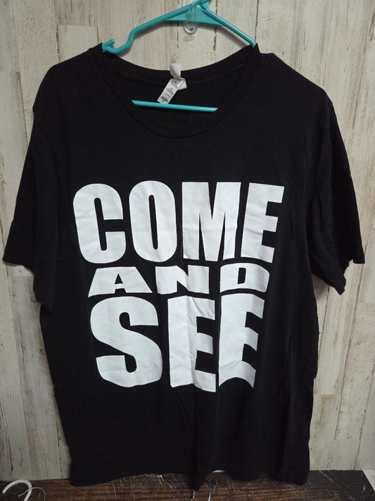 BLACK BELLA CANVAS COME & SEE TEE, LADIES XL