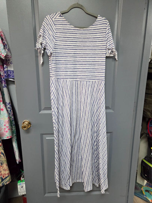 WHITE/NAVY EMMA & MICHELLE STRIPE MAXI DRESS, LADIES L
