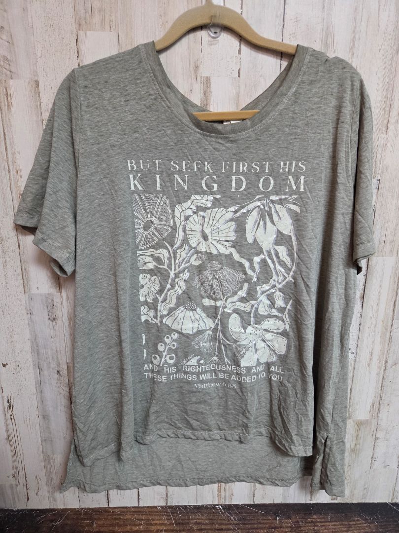 BEIGE CATO KINGDOM FLOWER TEE, LADIES XL