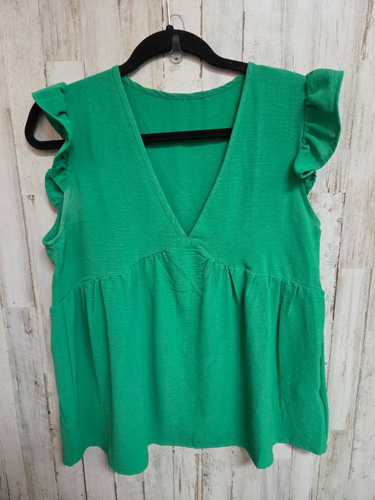 GREEN SHEIN VNECK BABYDOLL TOP, LADIES M