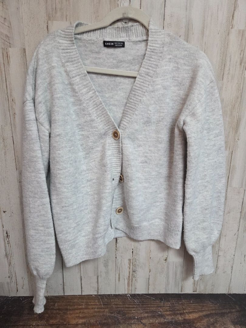 GREY SHEIN BUTTON SWEATER, LADIES M