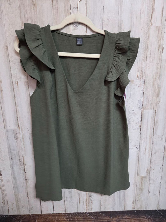 OLIVE SHEIN RUFFLE SLEEVE TOP, LADIES L