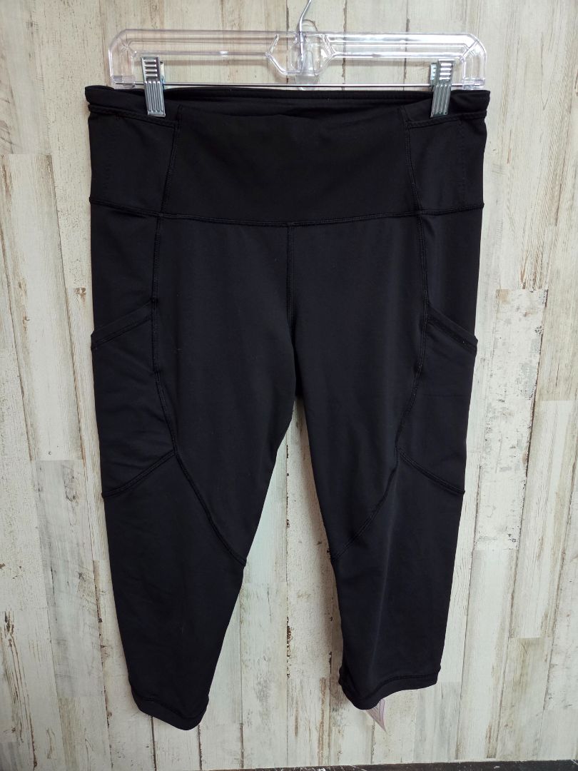 BLACK LULULEMON SZ10 CROP LEGGINGS, LADIES L