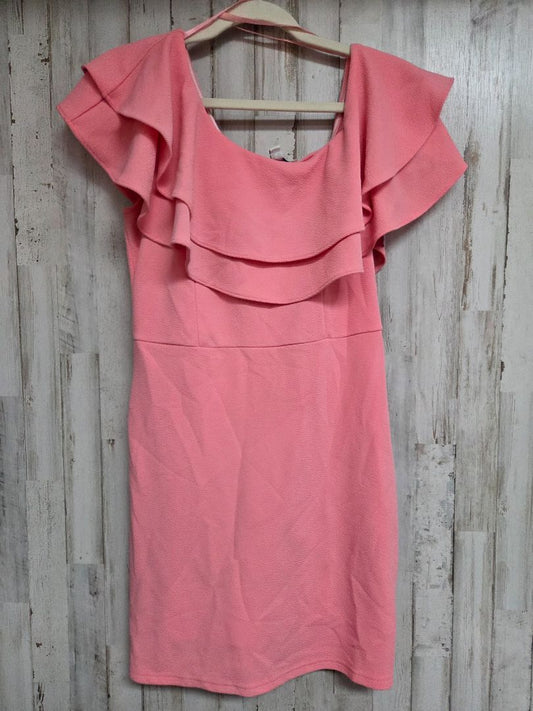 PINK SHE + SKY RUFFLE DRESS, LADIES S