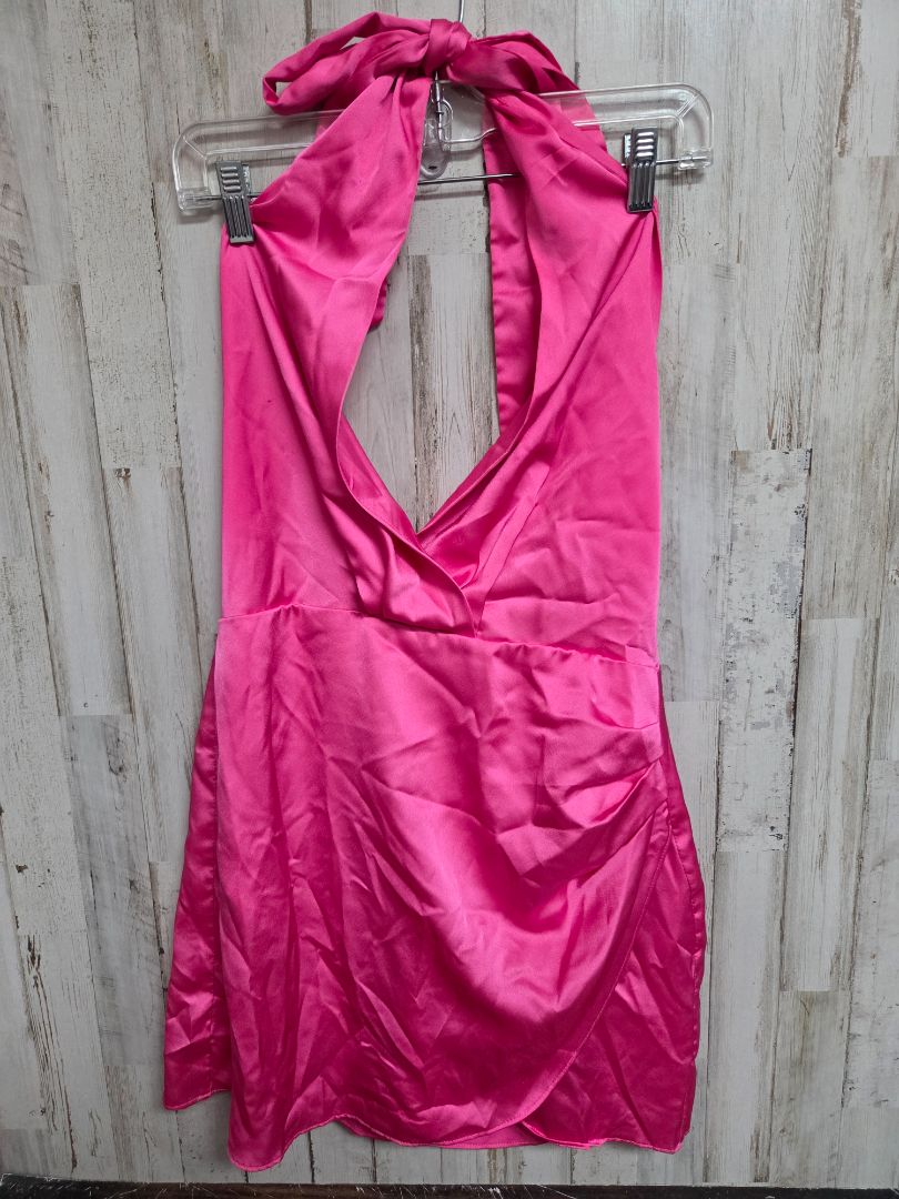 PINK DAY + MOON SATIN HALTER DRESS, LADIES L