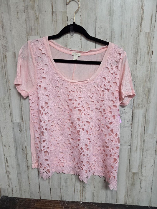 LT PINK J CREW LACE TOP, LADIES L