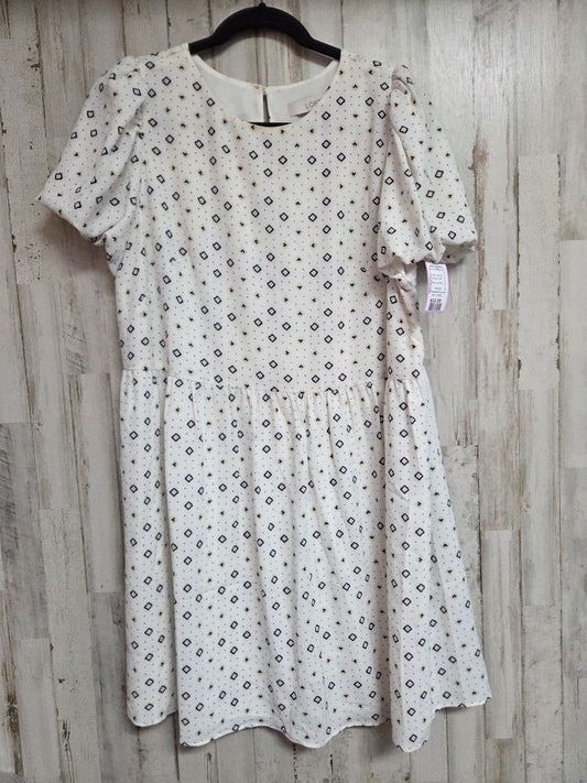 WHITE LOFT SZ10 PRINTED PUFF SLEEVE DRESS, LADIES L