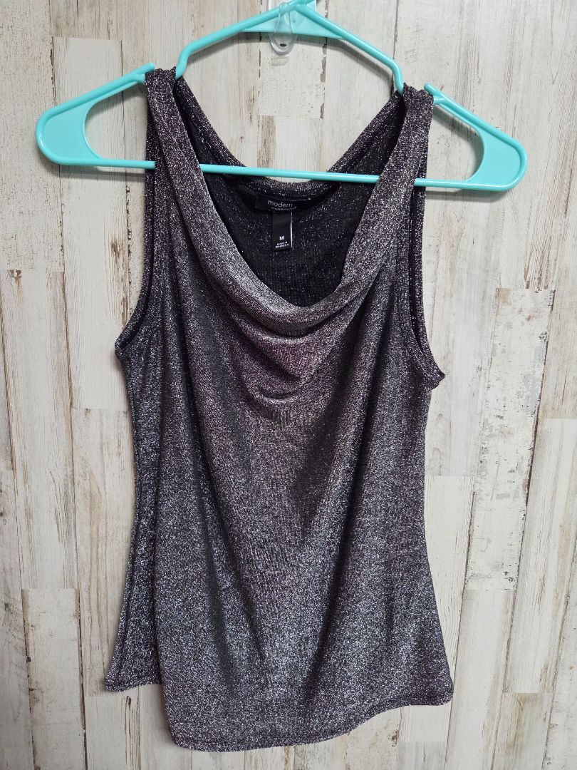 black/silver modern movement sparkly drape tank, LADIES M