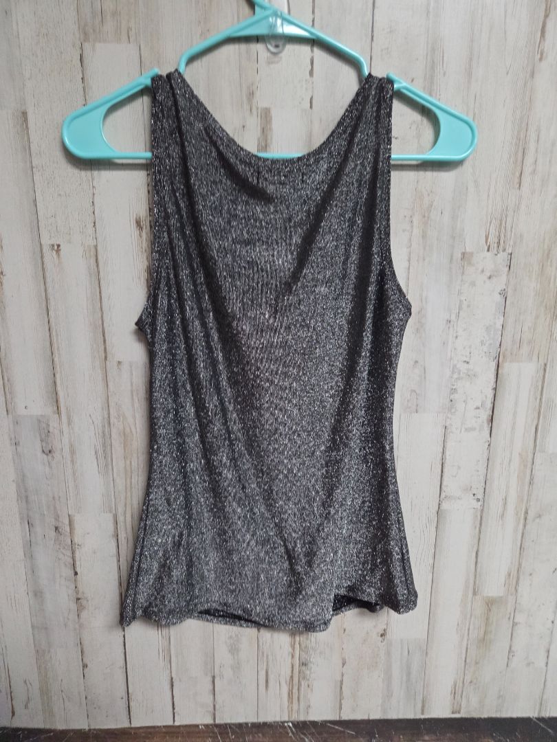 black/silver modern movement sparkly drape tank, LADIES M