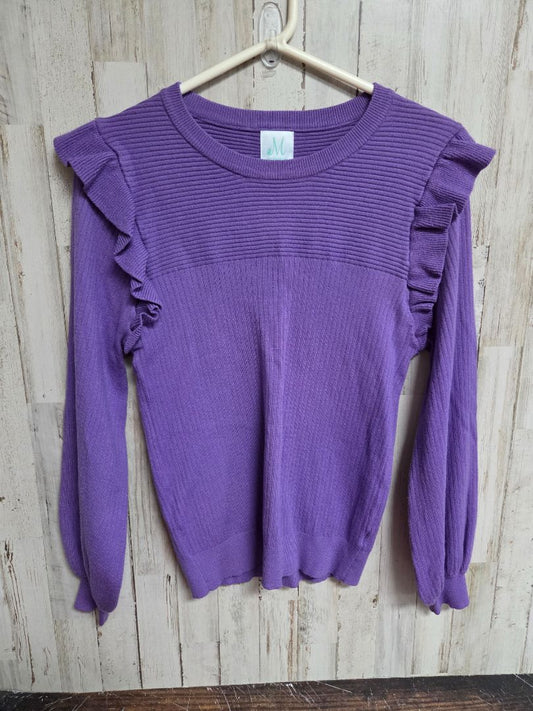 purple shop the mint ribbed ruffle sweater, LADIES L