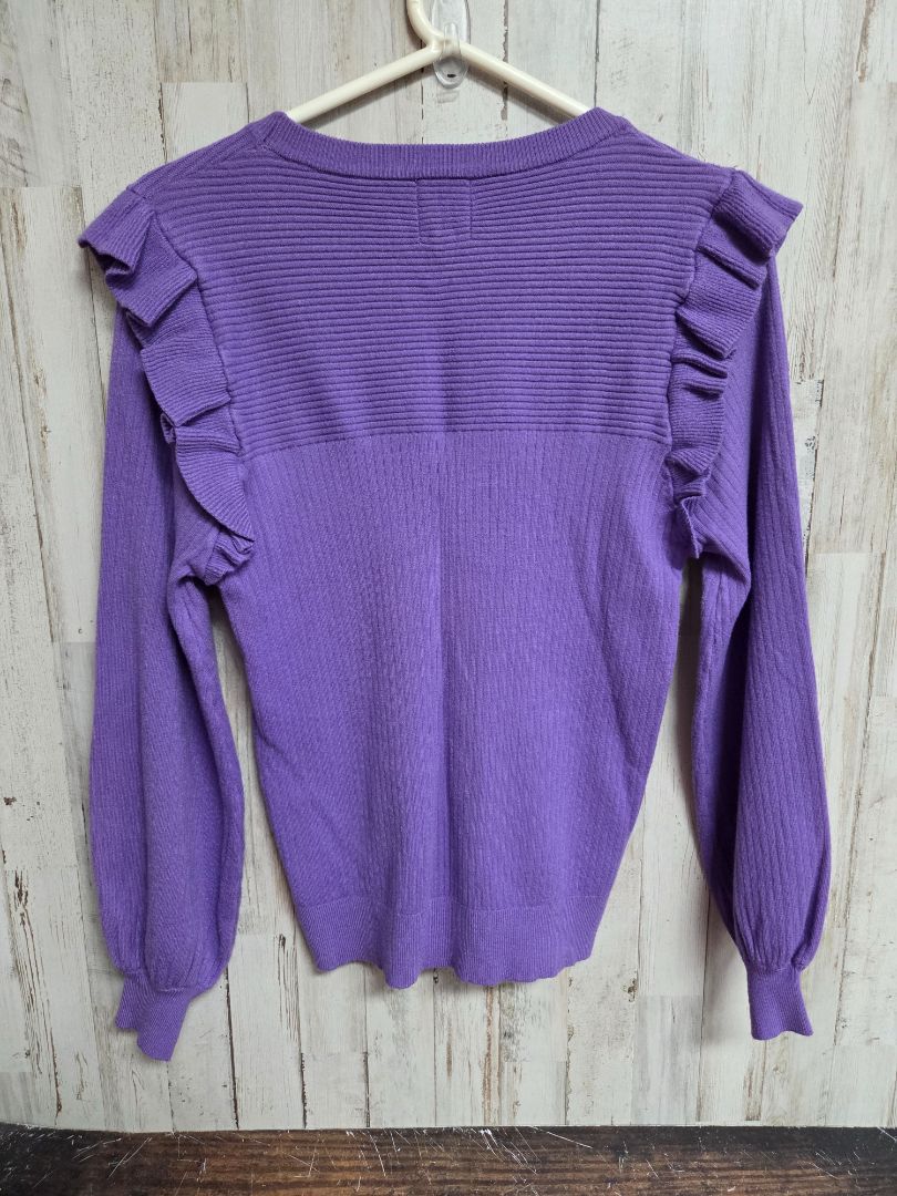purple shop the mint ribbed ruffle sweater, LADIES L