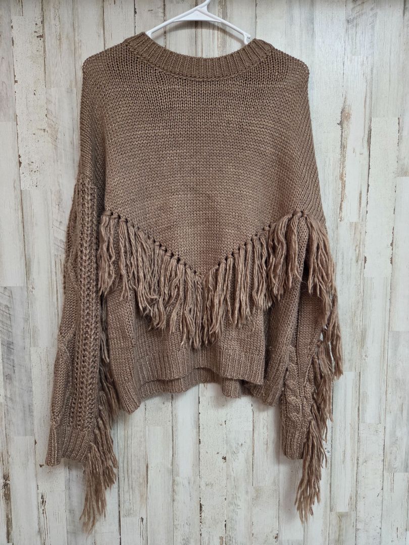 brown blue b crochet fringe sweater, LADIES L