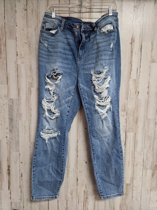 denim judy blue sz13/31 ripped boyfriend jeans, LADIES L