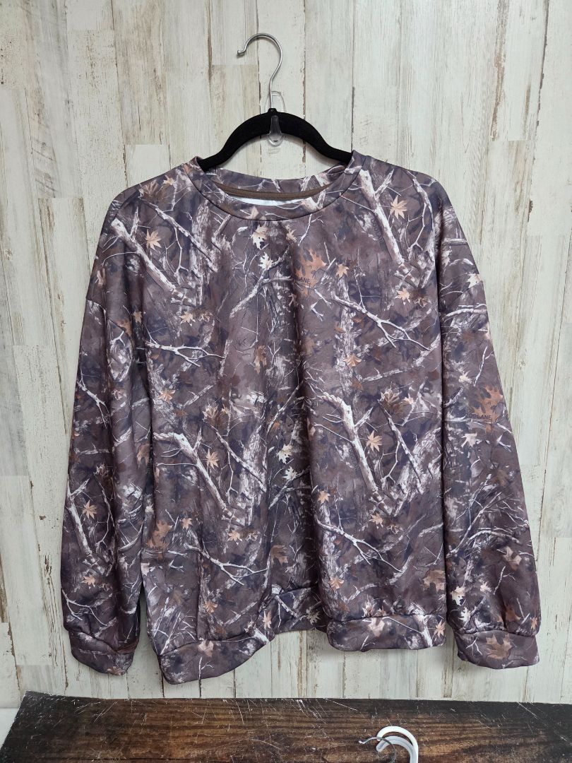 brown shein camo pullover, LADIES XL