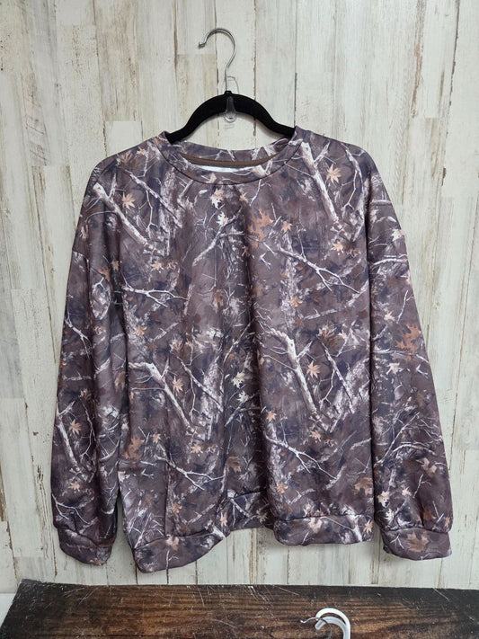 brown shein camo pullover, LADIES XL