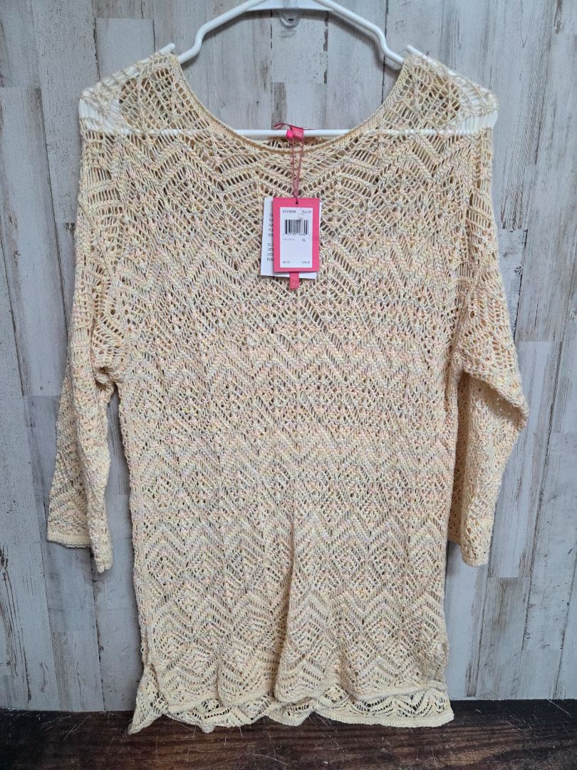pale yellow english laundry NEW open knit top, LADIES XL