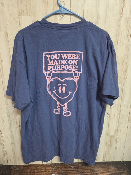 blue comfort colors on purpose tee, LADIES XL
