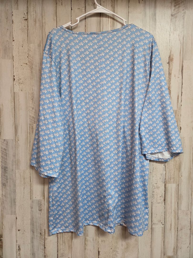 blue/white  smocked floral tunic, LADIES 2X