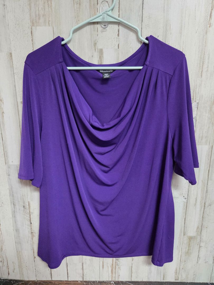 purple george drape neck blouse, LADIES 2X