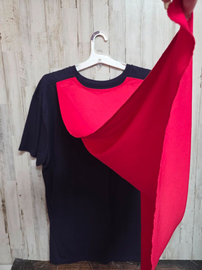 navy superman tee with removable cape, LADIES 2X