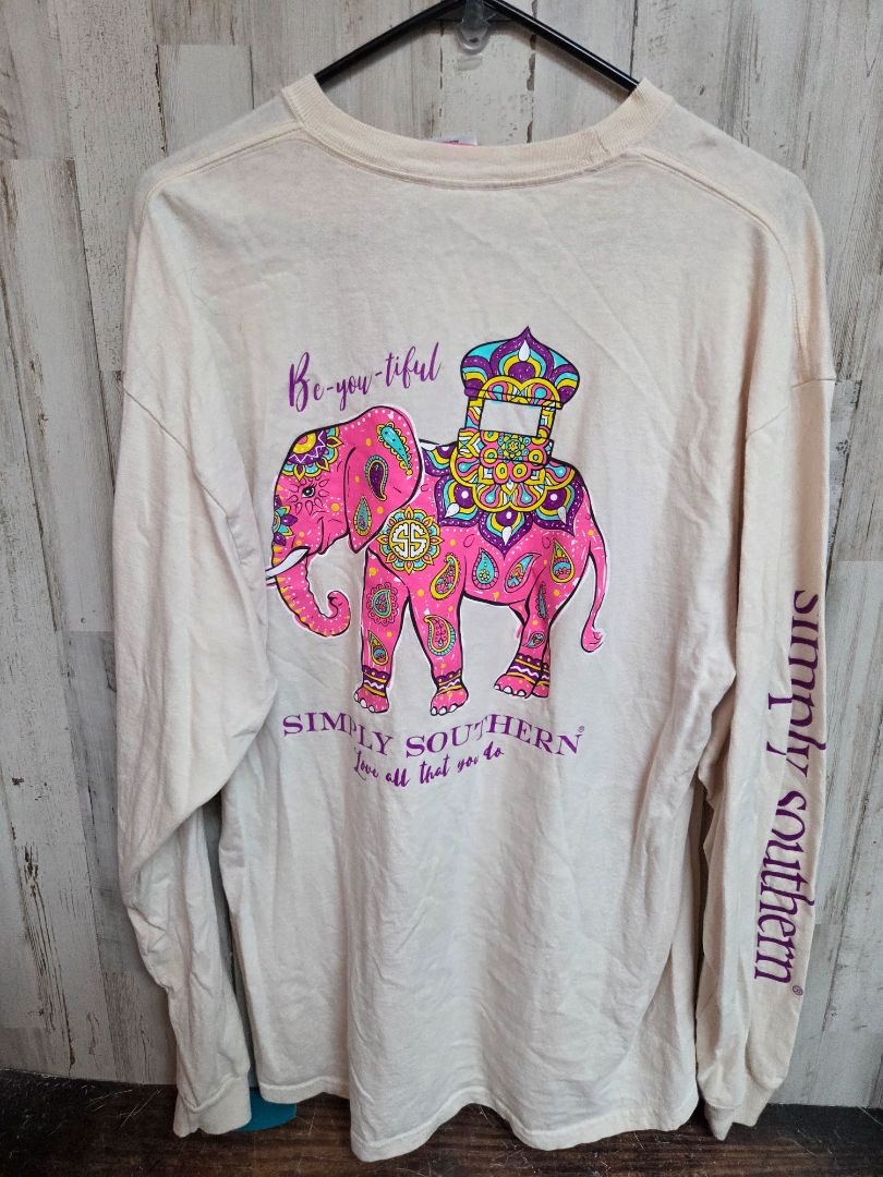 CREAM SIMPLY SOUTHERIN ELEPHANT TEE, LADIES XL