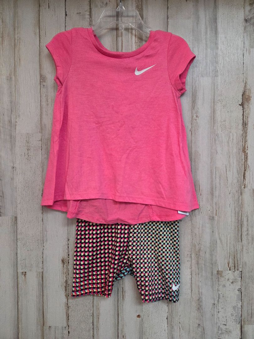 PINK NIKE LOGO SHORT SET, GIRL 3T