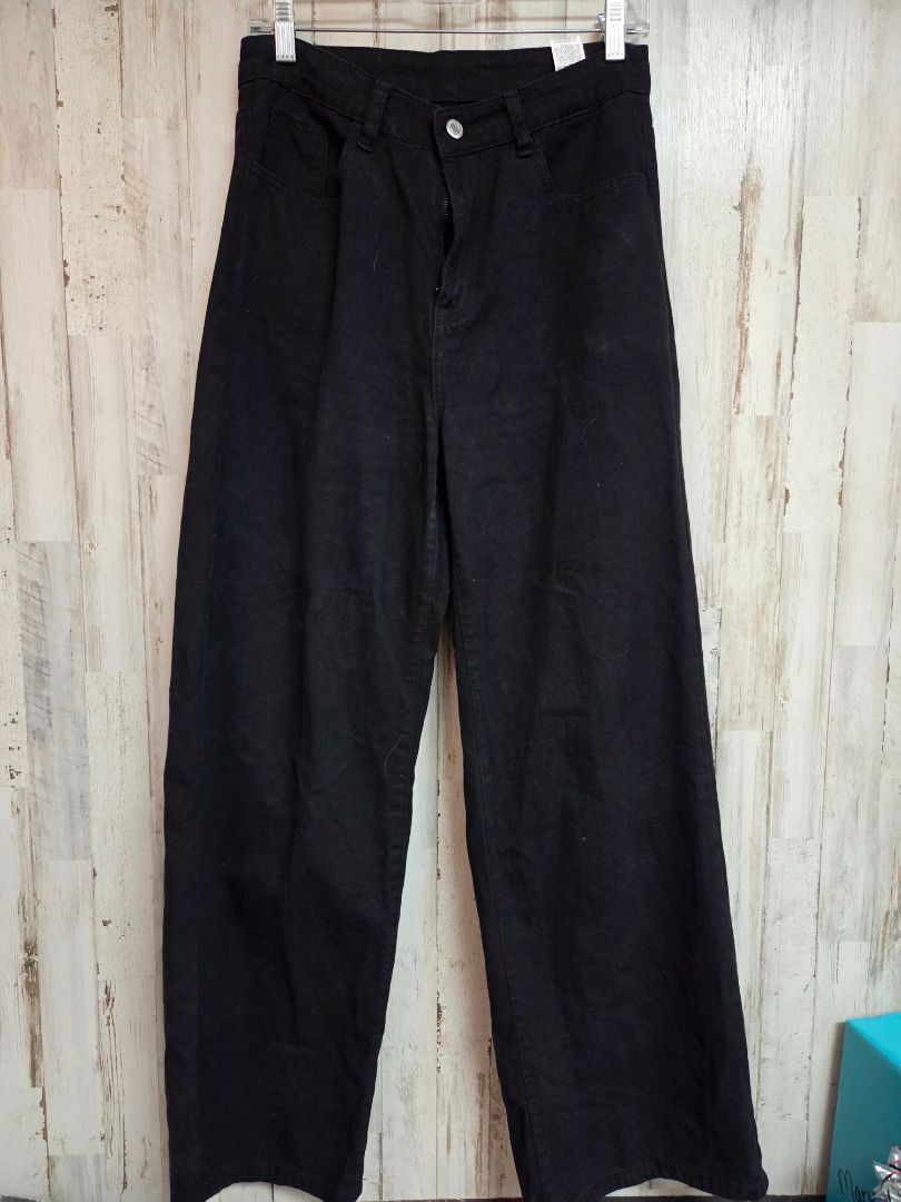BLACK SHEIN WIDE LEG JEANS, LADIES M
