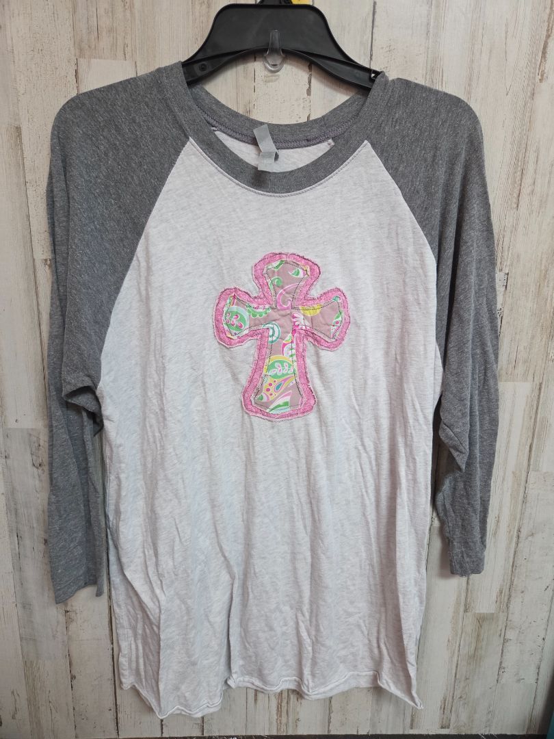 GREY NEXT LEVEL CROSS LONGSLEEVE, LADIES L