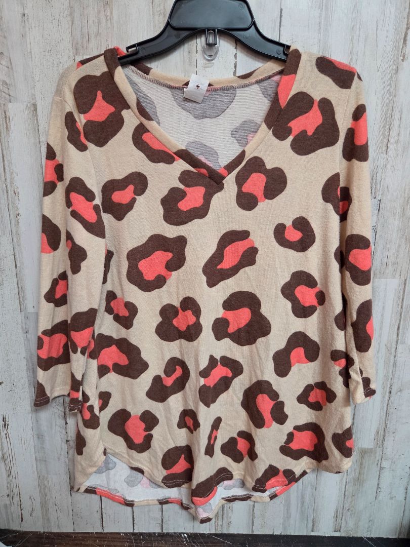 BEIGE/PINK  CHEETAH PULLOVER, LADIES L