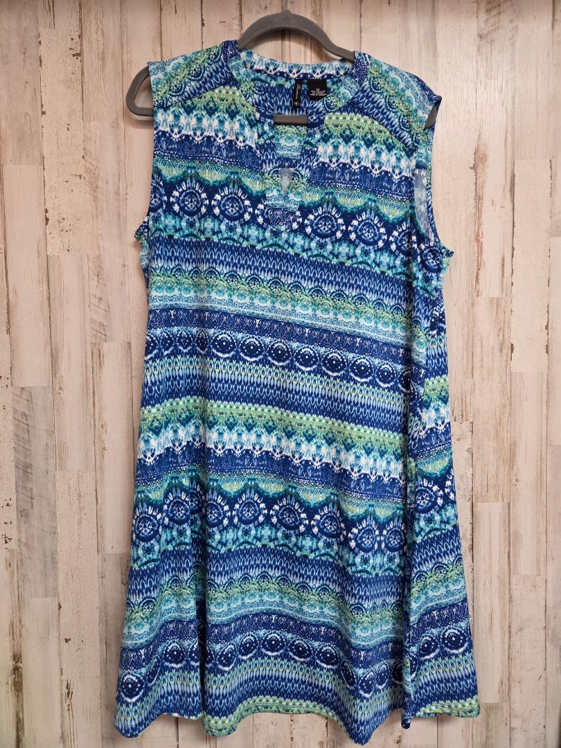 BLUE NEW DIRECTIONS PATTERN DRESS, LADIES XL