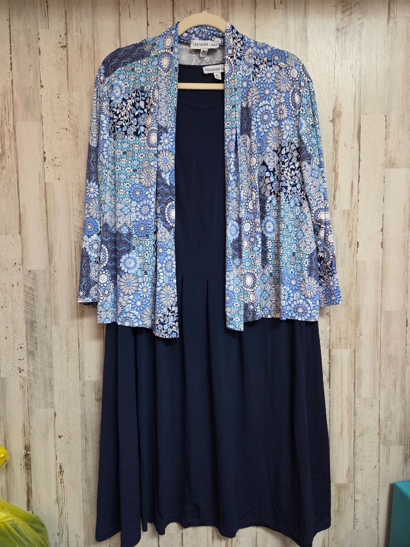 BLUE SOUTHERN LADY DRESS WITH COVER UP, LADIES XL