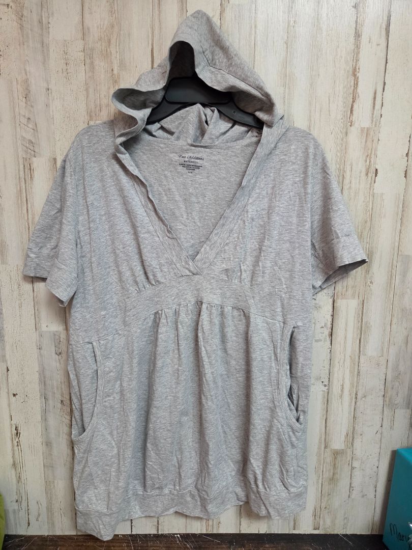 GREY NEW ADDITIONS HOODED MATERNITY TOP, LADIES L