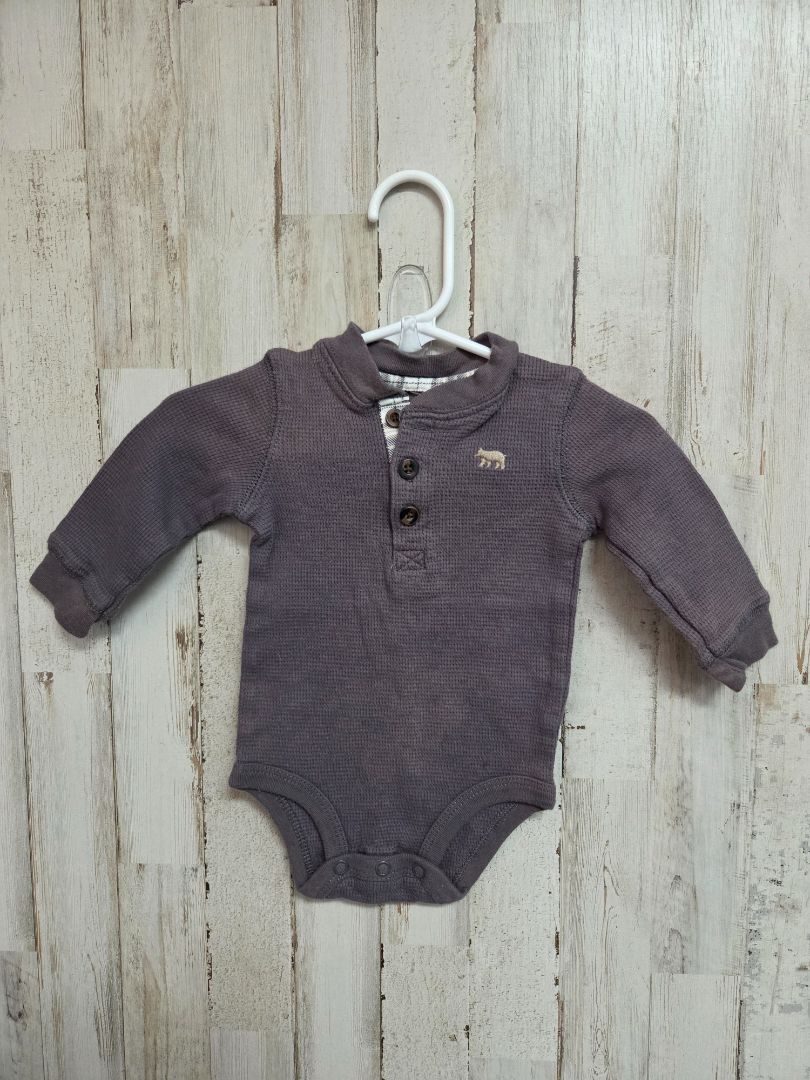 GREY CARTERS WAFFLE KNIT ONESIE, BOYS 6M