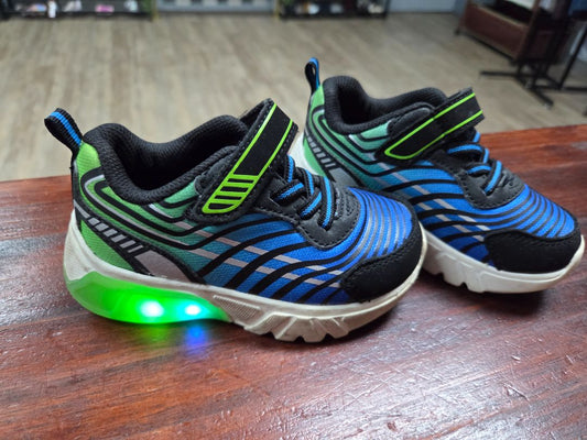 blue/green athletic works light up shoes, shoes 7