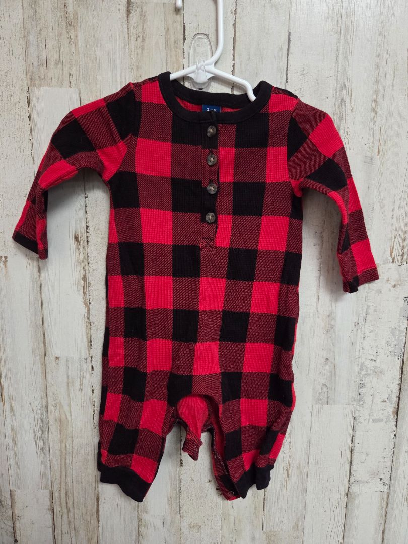 RED/BLACK OLD NAVY BUFFALO ROMPER, BOY 3-6M