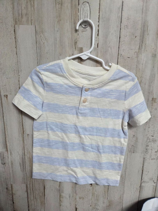 BLUE/BEIGE MEMBERS MARK STRIPED TOP, BOY 3T