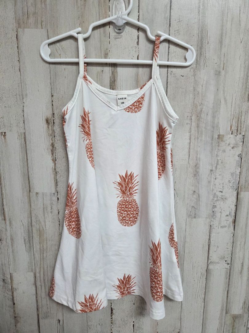WHITE SHEIN PINEAPPLE TANK DRESS, GIRL