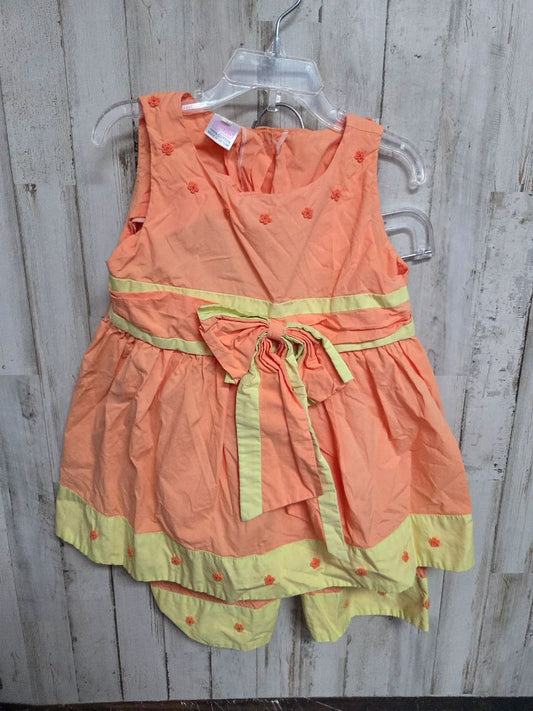 ORANGE CINDYS BOW TOP & PANTS, GIRL 4T