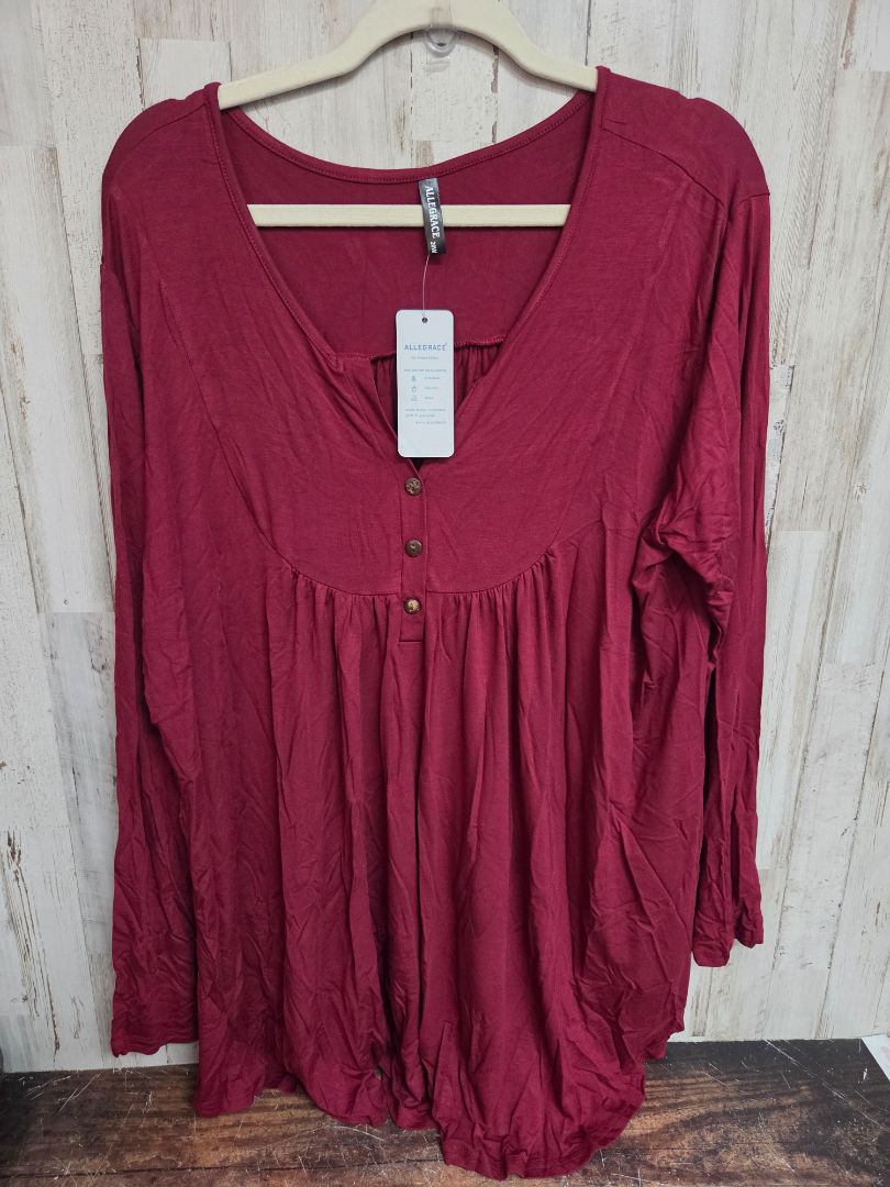 MAROON ALLEGRACE NEW SZ20W FLOWY TOP, LADIES 2X