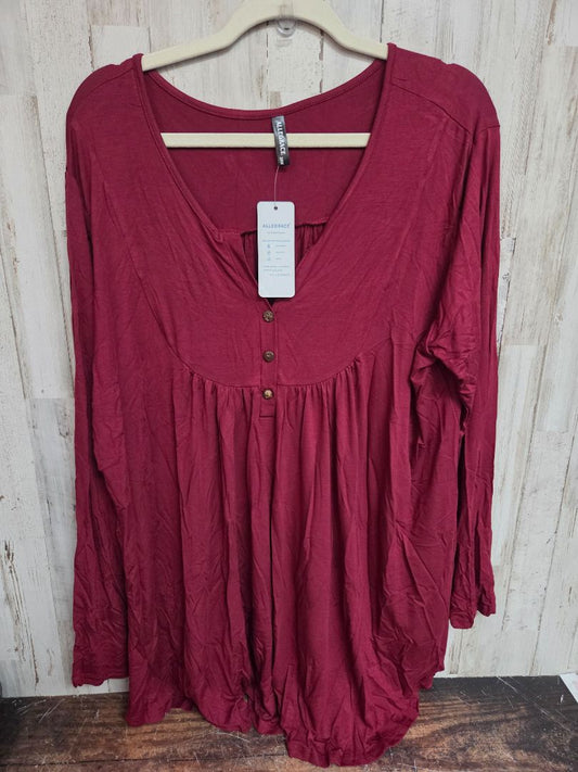 MAROON ALLEGRACE NEW SZ20W FLOWY TOP, LADIES 2X