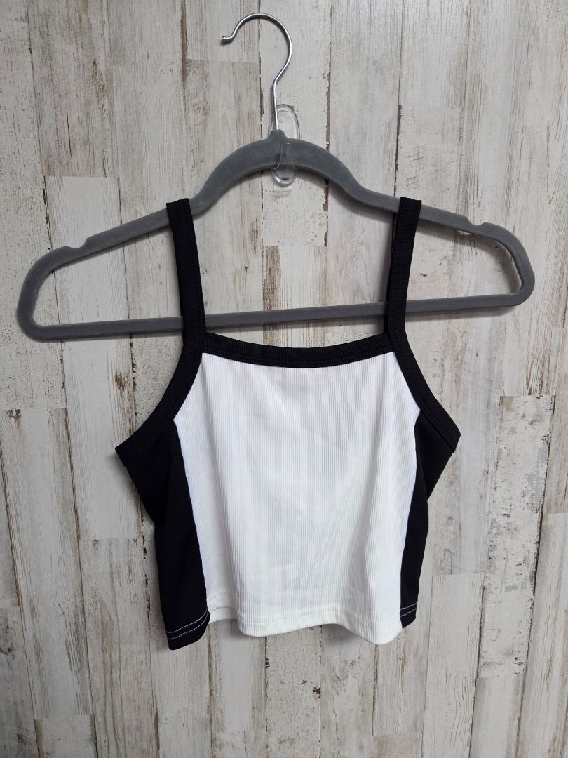 BLACK/WHITE Shien Ribbed crop tank, Ladies S