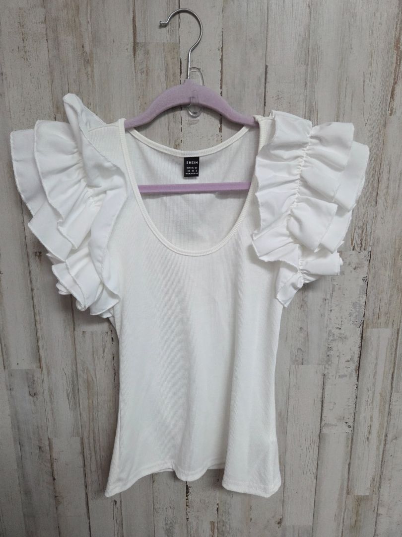 White Shein Ribbed top, Ladies XS