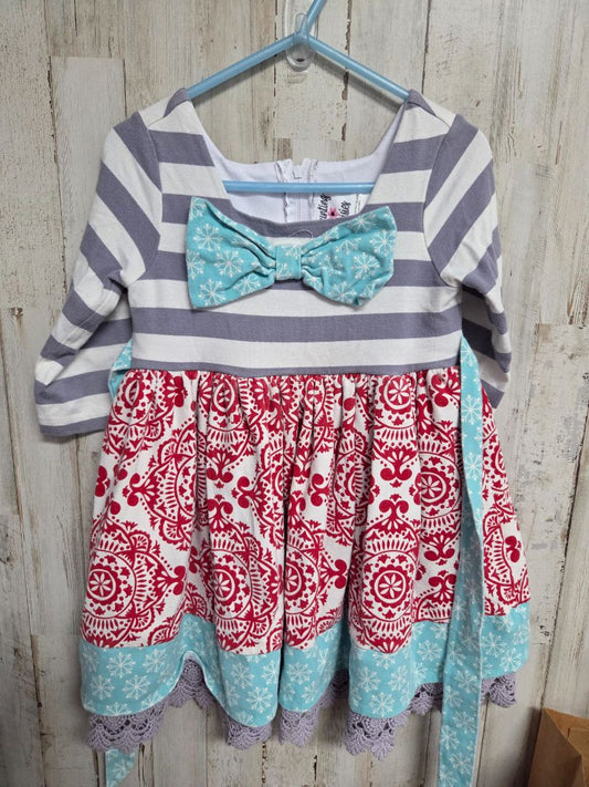 red counting daisies damask dress, girl 4t