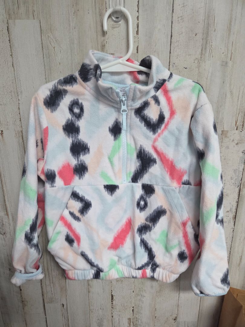white athletic works pattern fleece pullover, girl 4/5
