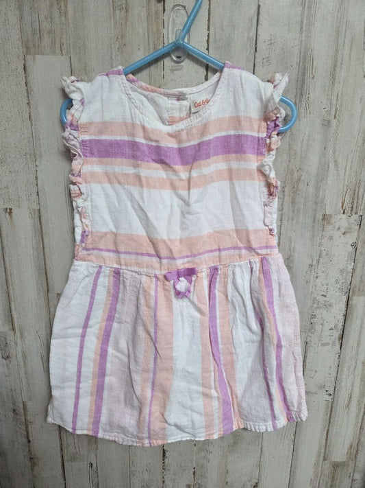 pink/purple wonder nation striped linen dress, girl 5t