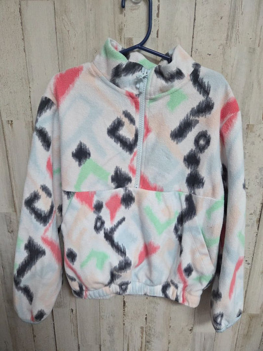 white athletic works pattern fleece pullover, girl 6
