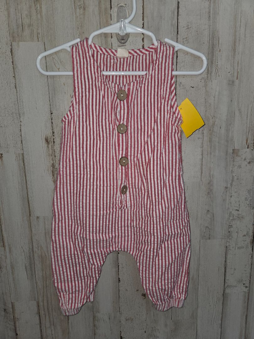 Red BOUTIQUE Striped button romper, Boy 12M